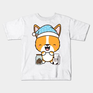 Funny Corgi is having a midnight snack Kids T-Shirt